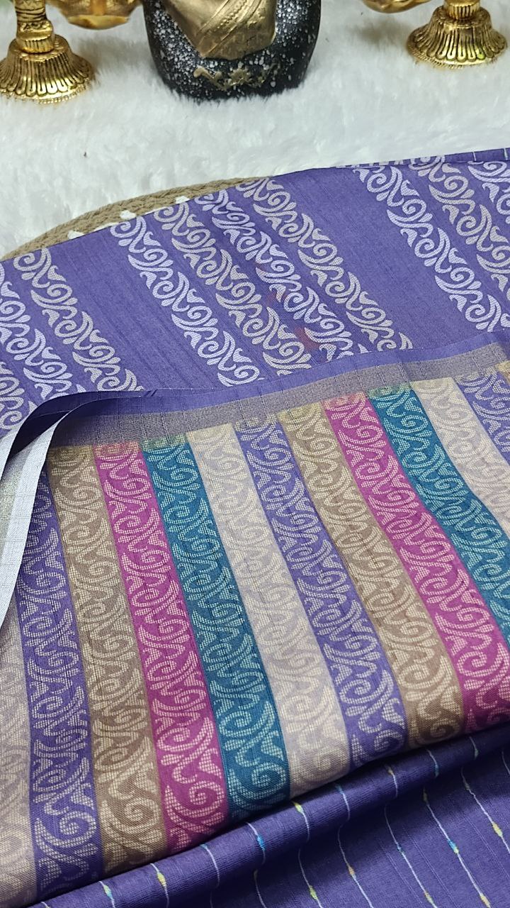 Lavender striped vegan baswada tussar saree SA25563