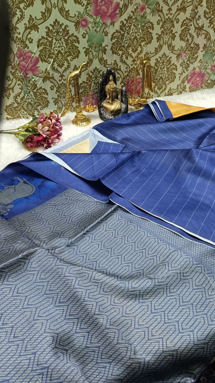 Yellow Tinkha Cow Vegan tussar saree SA25616