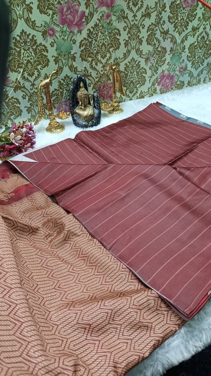 Grey Tinkha Cow Vegan tussar saree SA25619