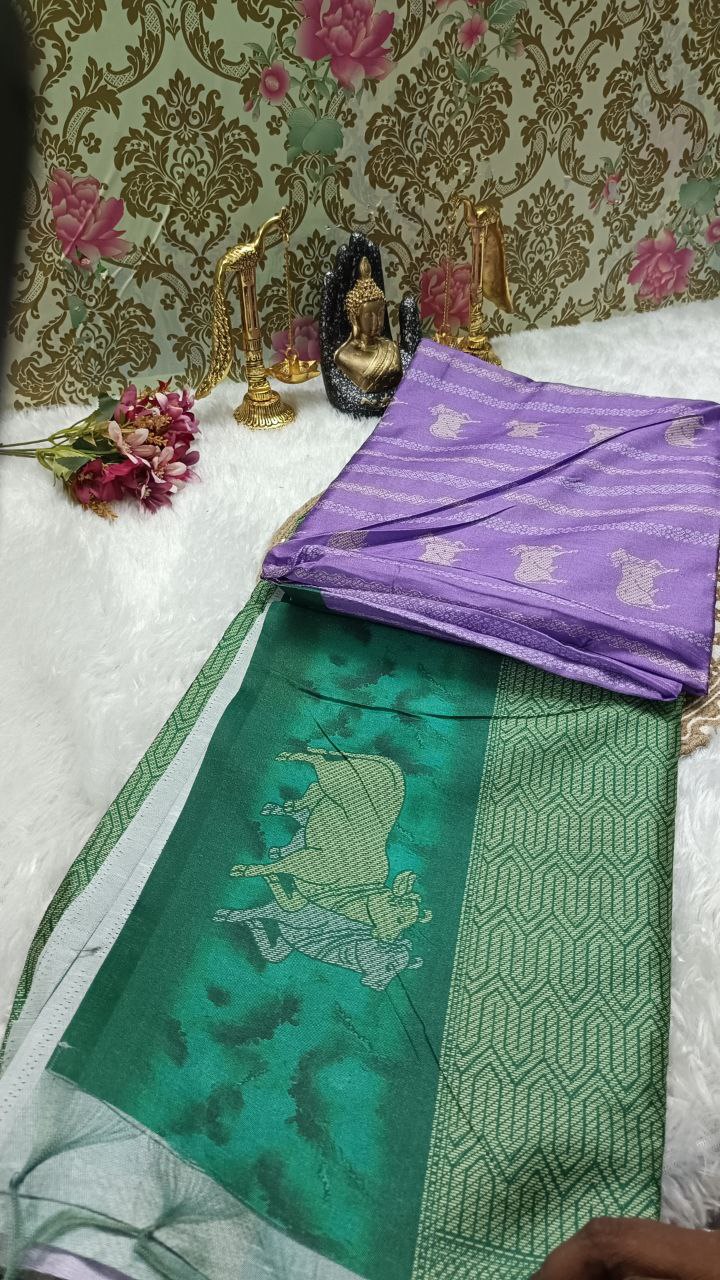 Purple Tinkha Cow Vegan tussar saree SA25621