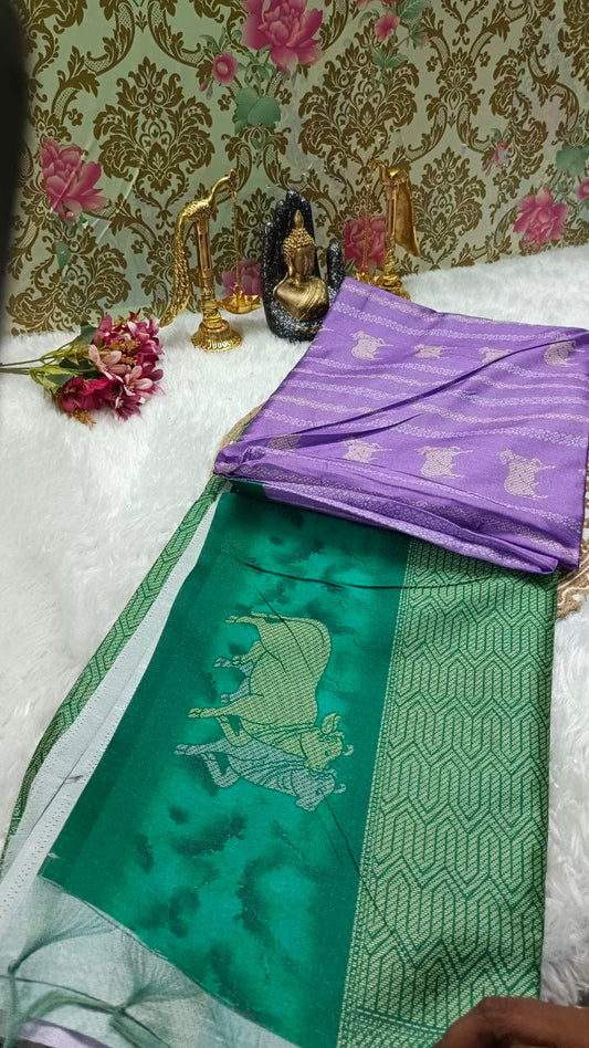 Purple Tinkha Cow Vegan tussar saree SA25621