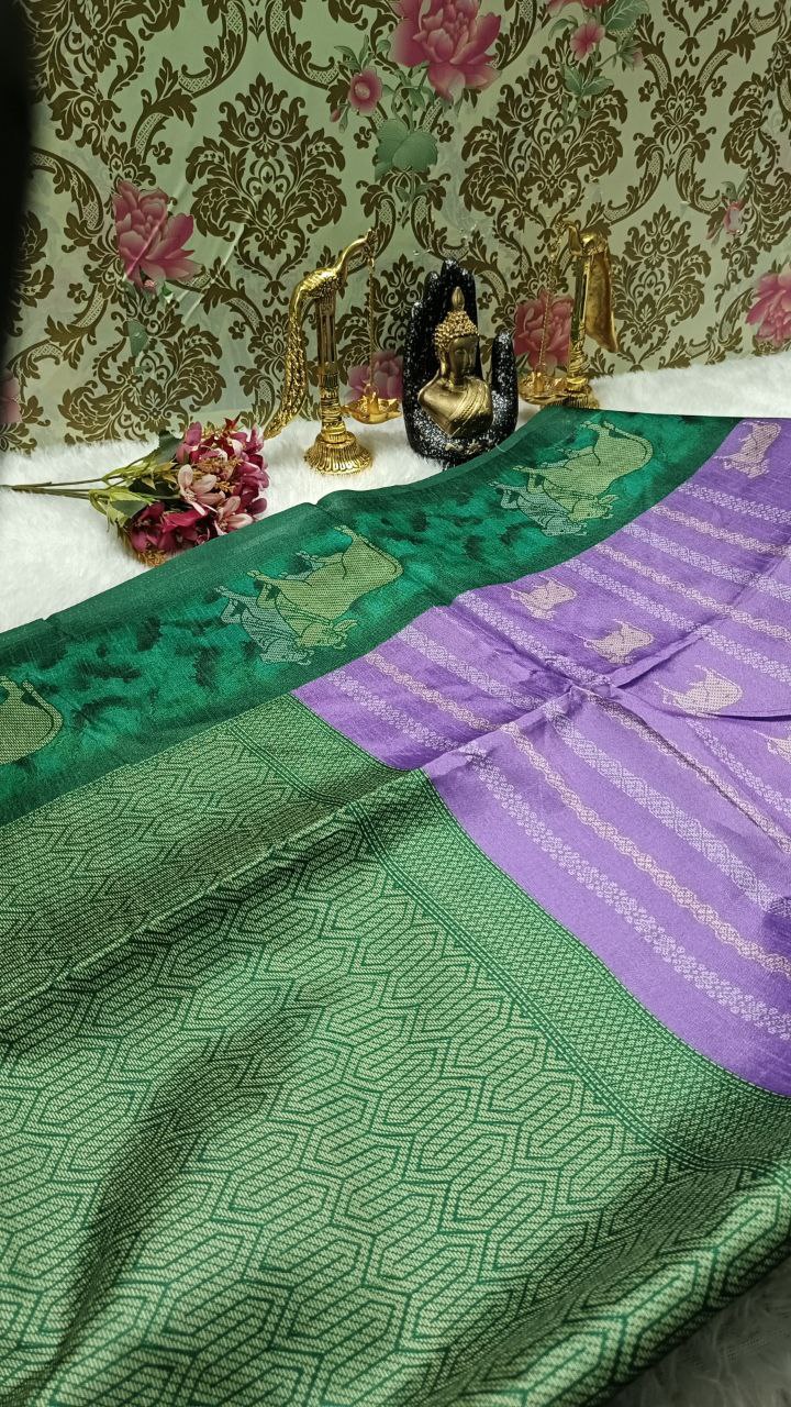Purple Tinkha Cow Vegan tussar saree SA25621