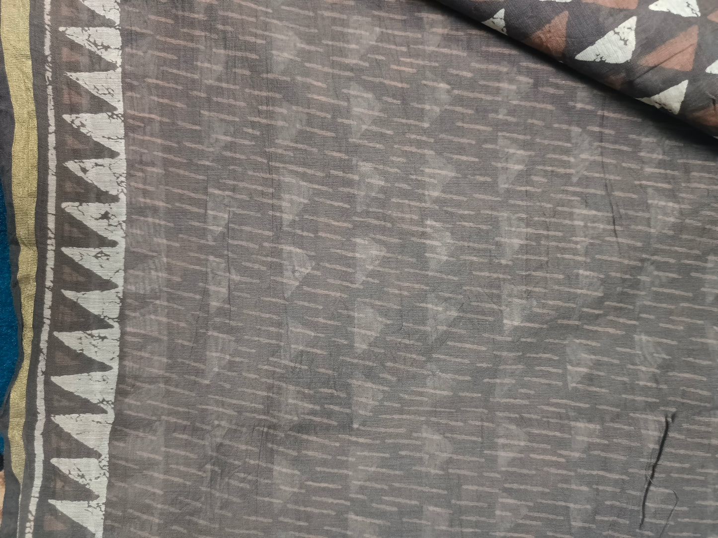 Brown Rapid discharge Vegan chanderi cotton saree HA25455