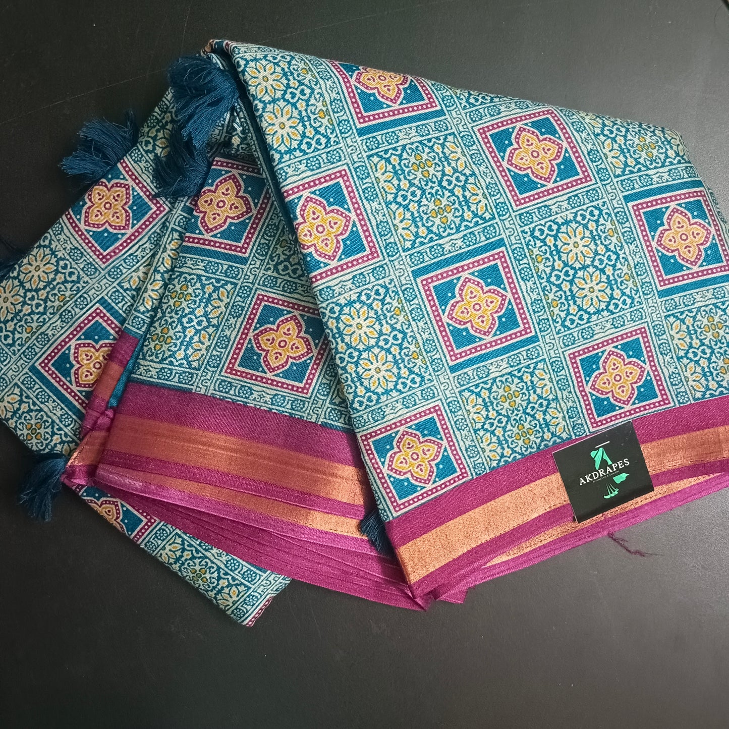 Blue sugandha vegan digital malai cotton saree SA25577