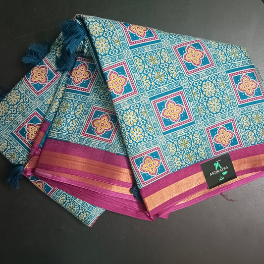 Blue sugandha vegan digital malai cotton saree SA25577