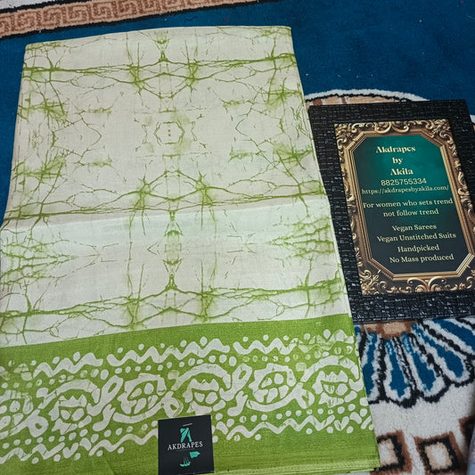 Fern Green Vriddhi silk vol 5 Batik vegan tussar crepe digital saree SA25653