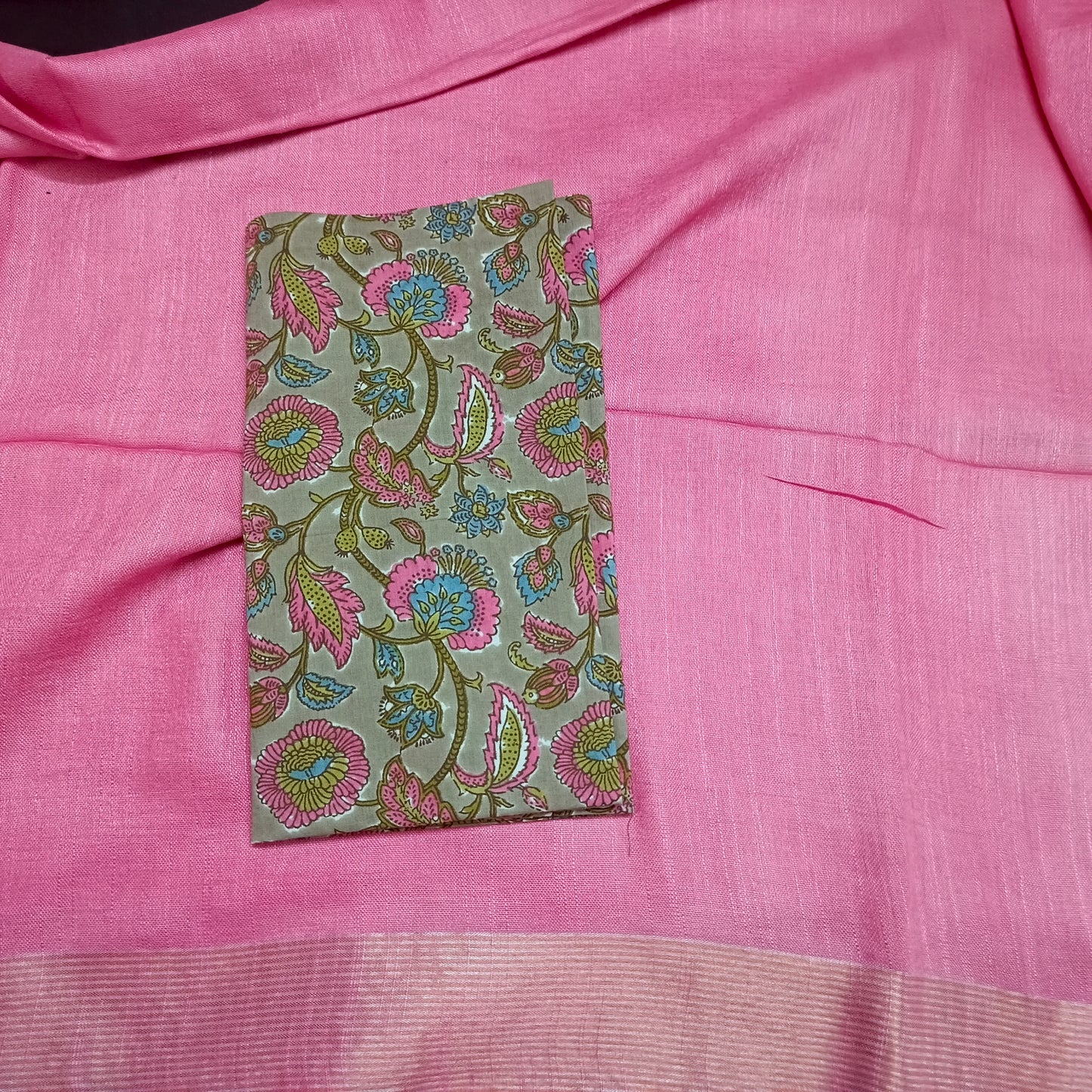 Pink  Candy vegan linen saree HA25513
