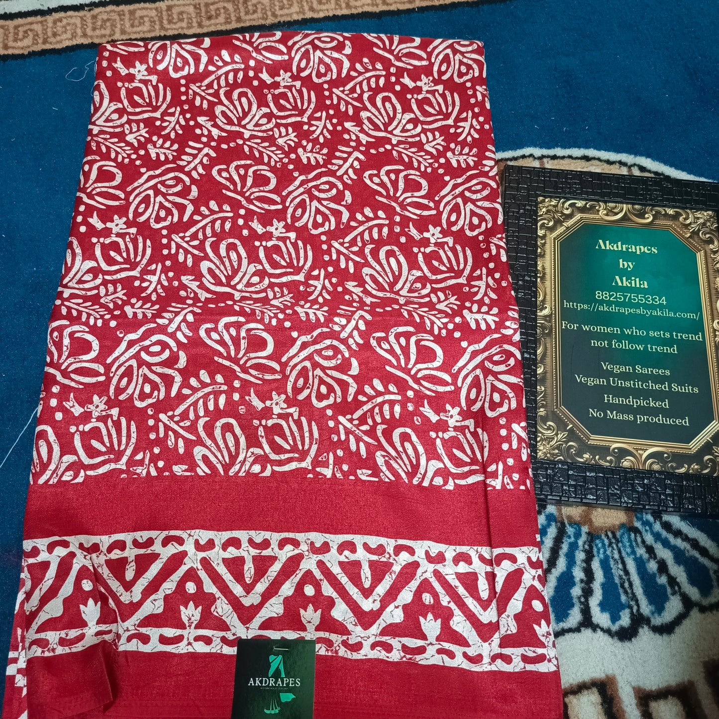 Red Kashmiri vegan crepe Silk vol 05 SA25674