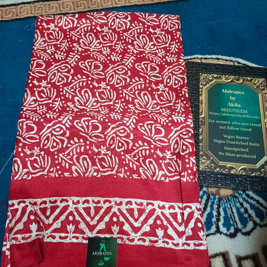 Red Kashmiri vegan crepe Silk vol 05 SA25674