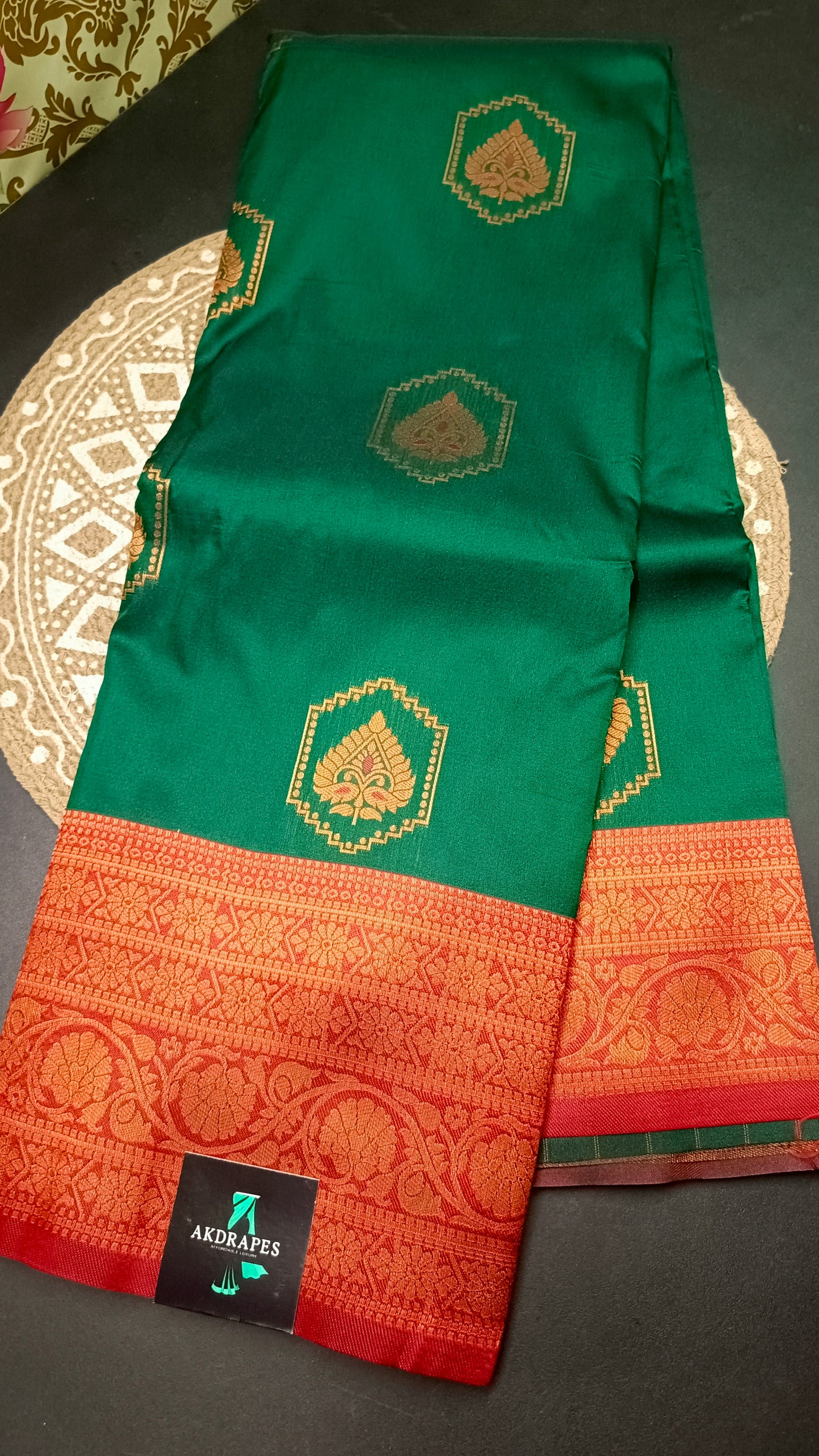 Bottle green Maroon Anantha vastra Vegan Kanchi soft silk saree MA25117