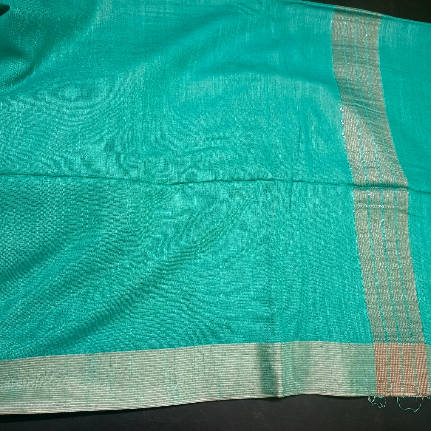 Sea green Candy vegan linen saree HA25511
