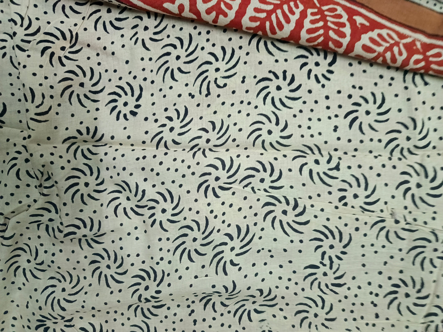 Red Bagru printed Vegan pure cotton saree HA25993