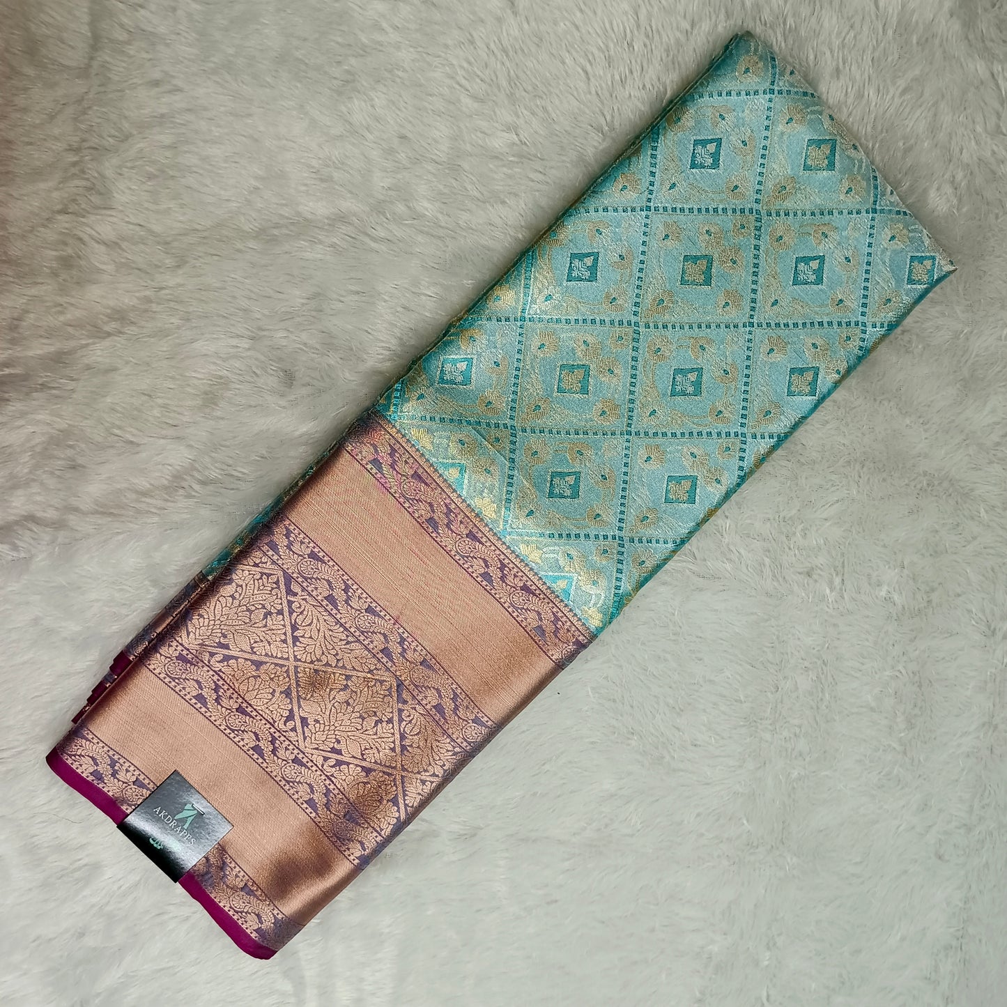 Blue vaibavam Vegan pastel kanchi brocade saree JA25327