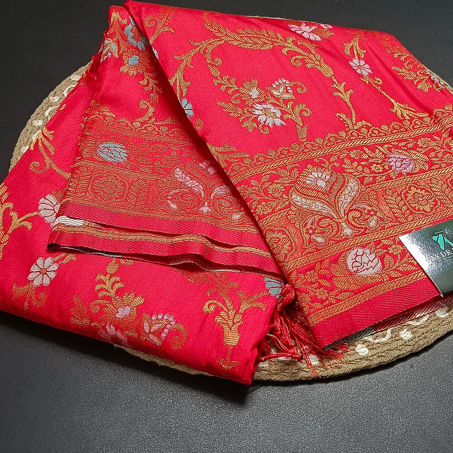 Red Anaamika vegan kaddi georgette saree MA25271