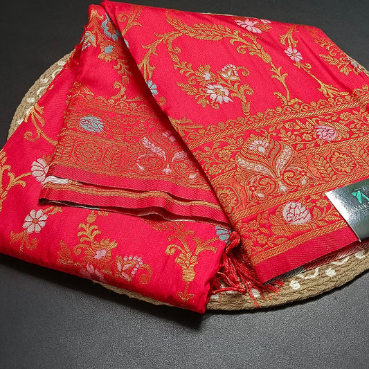 Red Anaamika vegan kaddi georgette saree MA25271