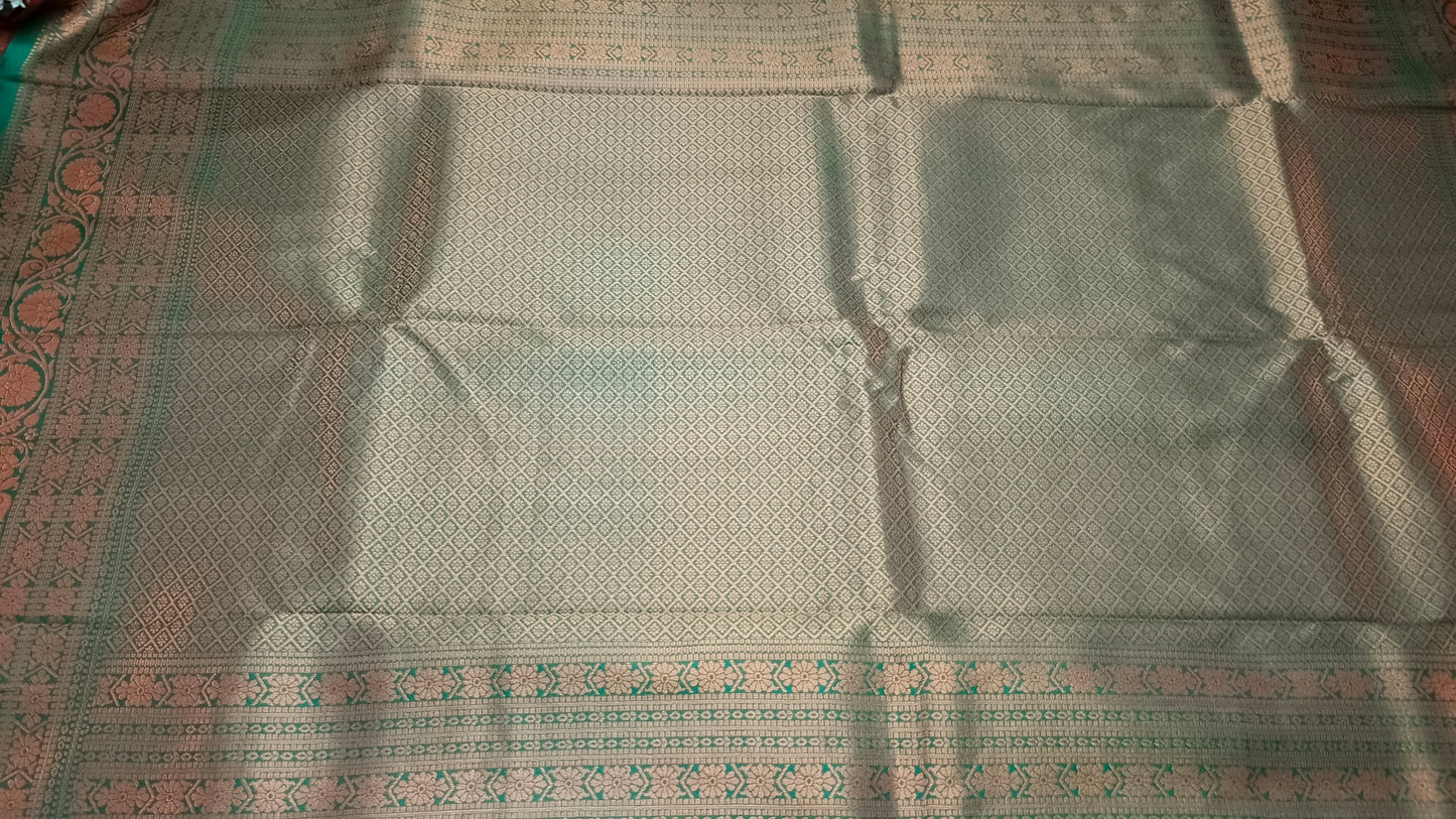 Mustard Green Anantha vastra Vegan Kanchi soft silk saree MA25123