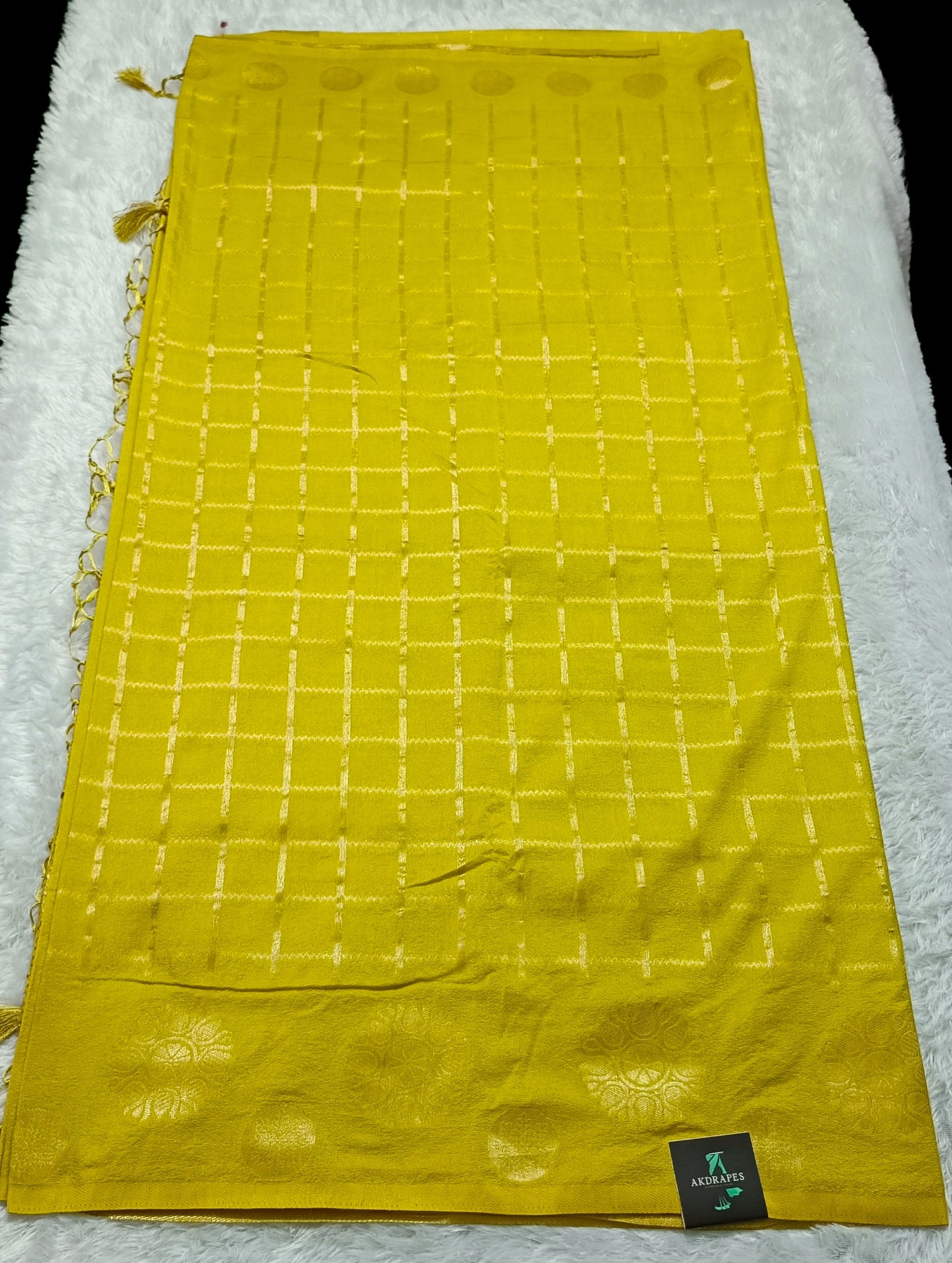 Yellow Sudar Chakkram vegan kaddi georgette saree MA25096