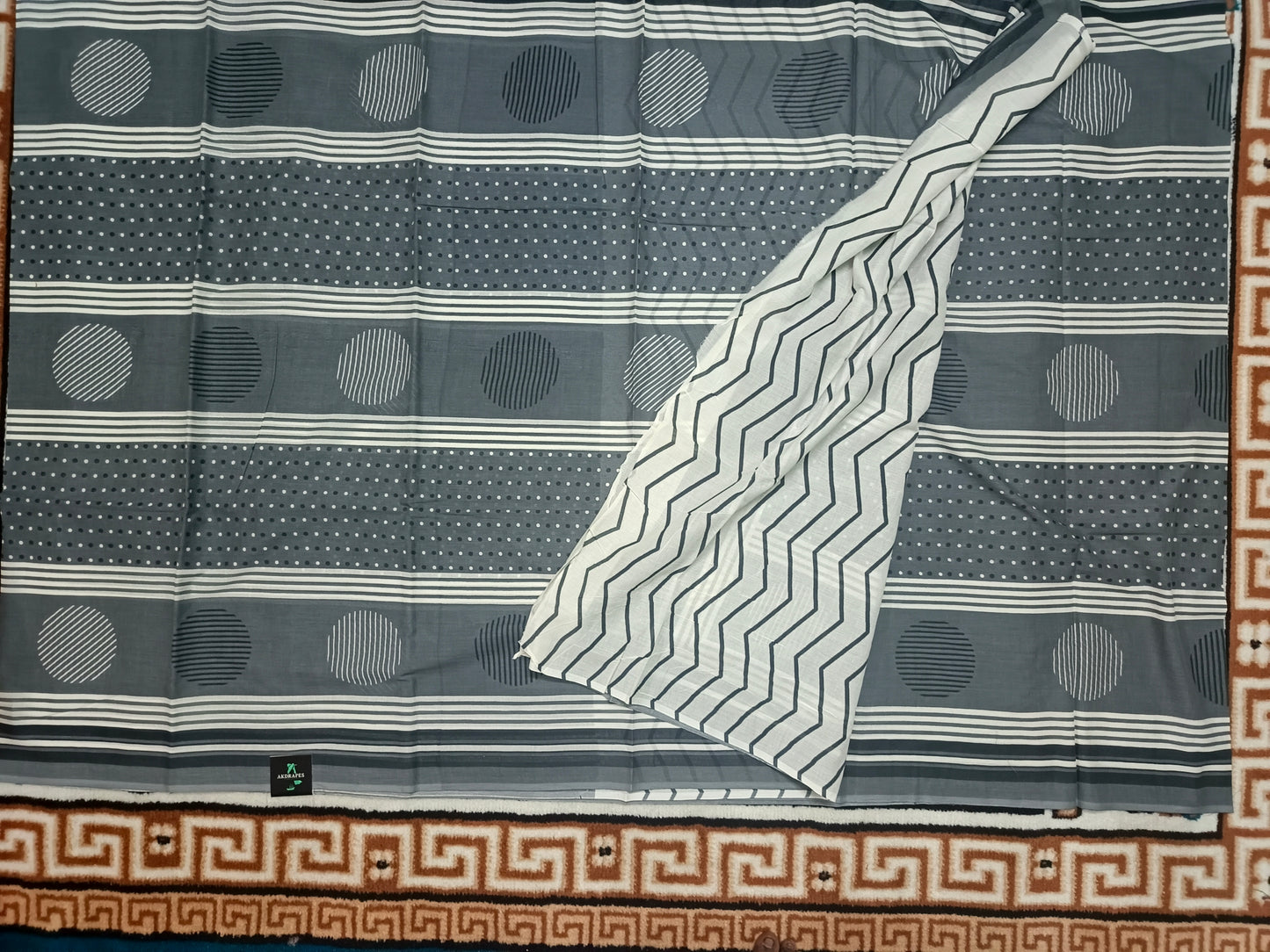 Grey Vegan floral Jaipur cotton saree SA25748