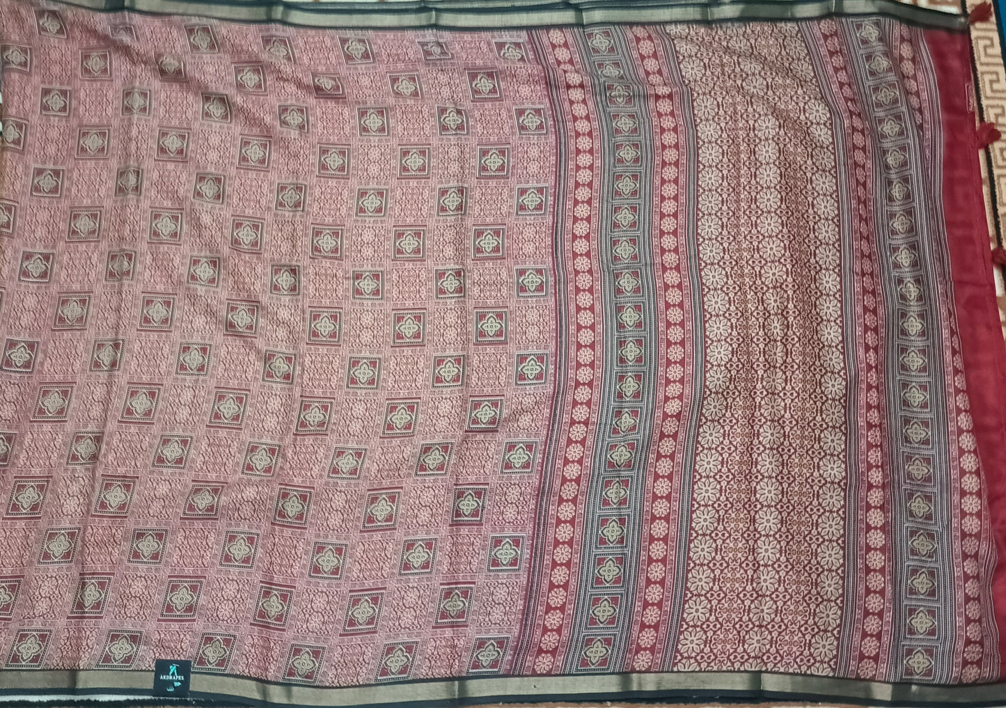 Red sugandha vegan digital malai cotton saree SA25580