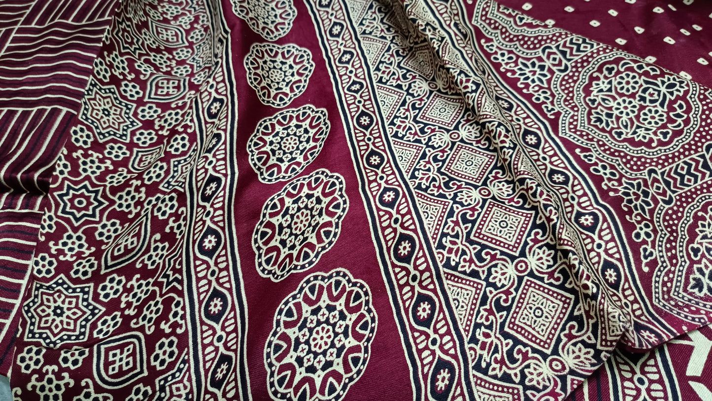 Maroon Mystic Mashru vegan silk saree SA25858