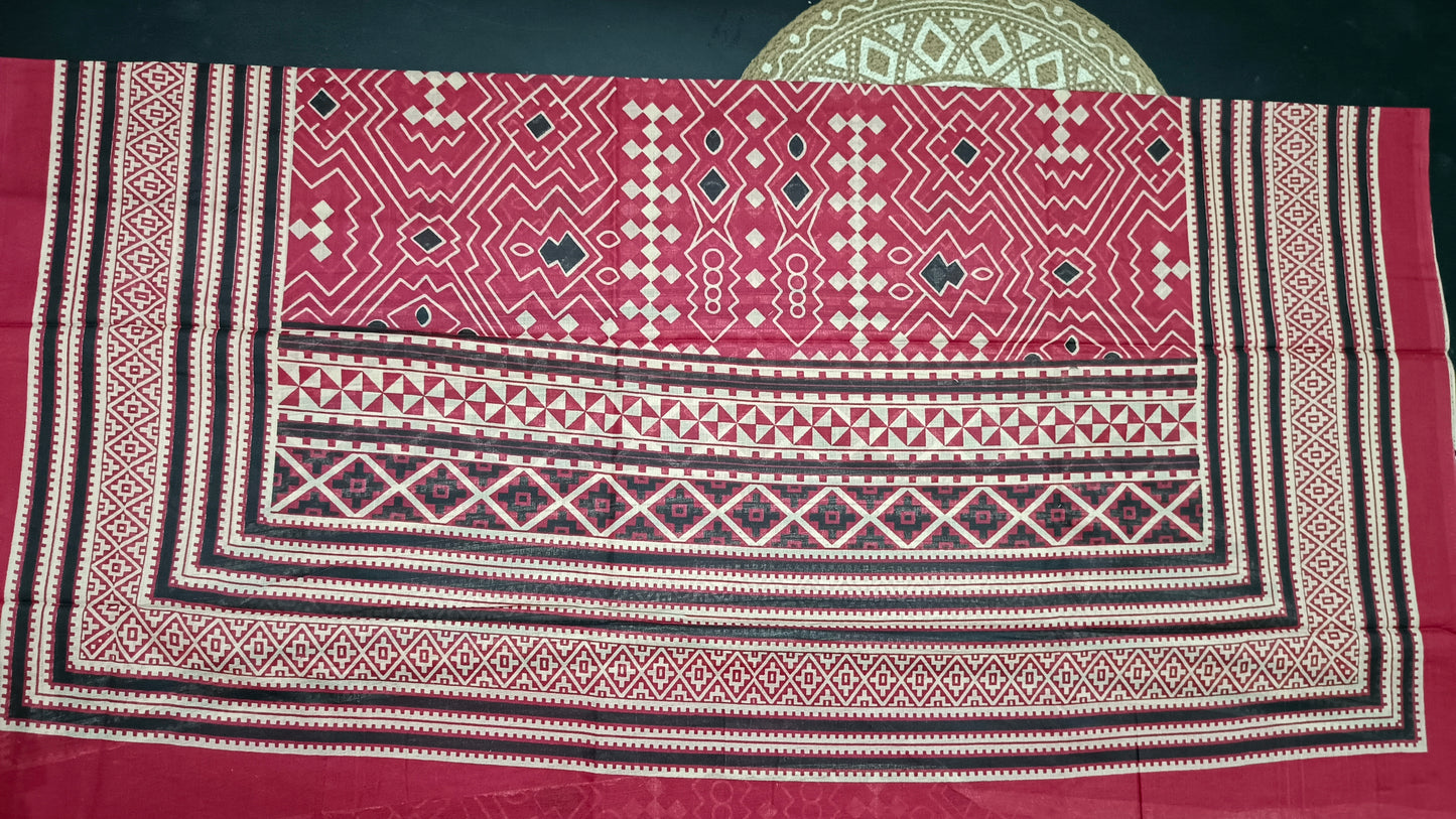 Red Mull Cotton suits black and red neck thread work HA25341