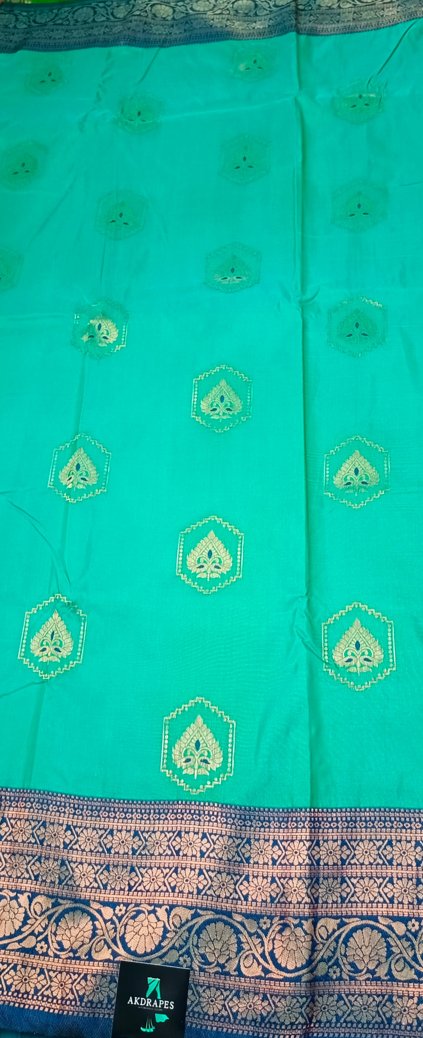 Sapphire green Navy blue Anantha vastra Vegan Kanchi soft silk saree MA25124