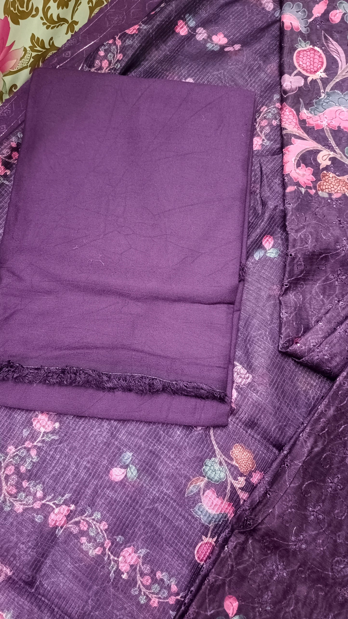 Wine chanderi hakoba suit PA25056