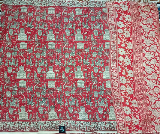 Pink Ganga Mull Cotton kalamkari saree SA25855