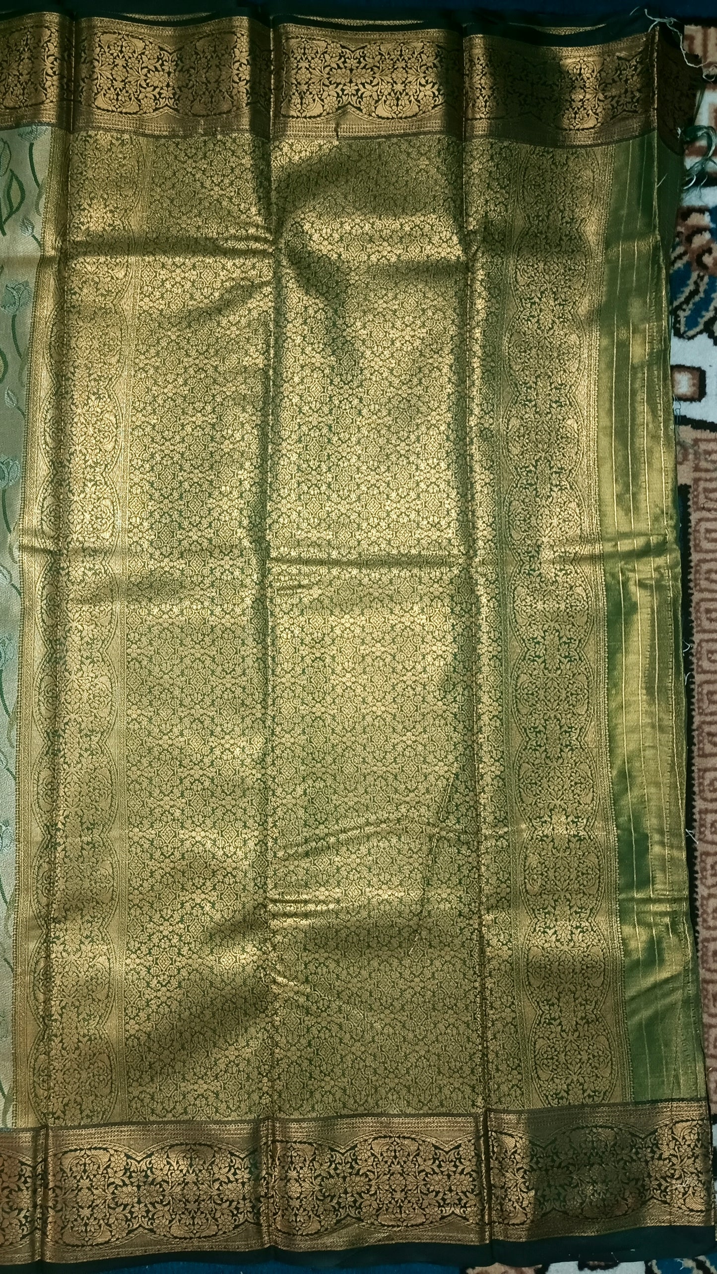Green Tulika golden bridal tissue Vegan kanchi saree JA25289