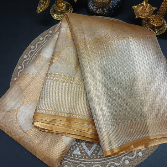 Gold Radiance Heritage vegan self tissue kanchi silk saree LA25938