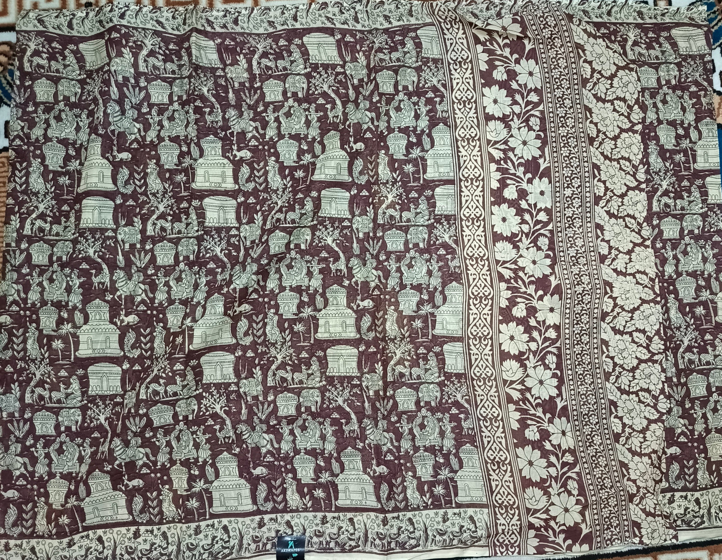 Brown Ganga Mull Cotton kalamkari saree SA25857