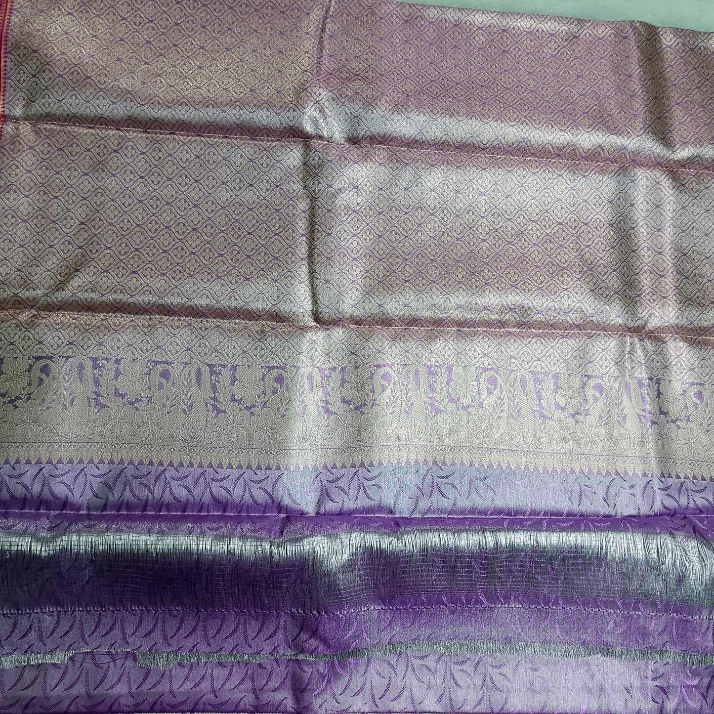Lavender vaibavam Vegan pastel kanchi brocade saree JA25325