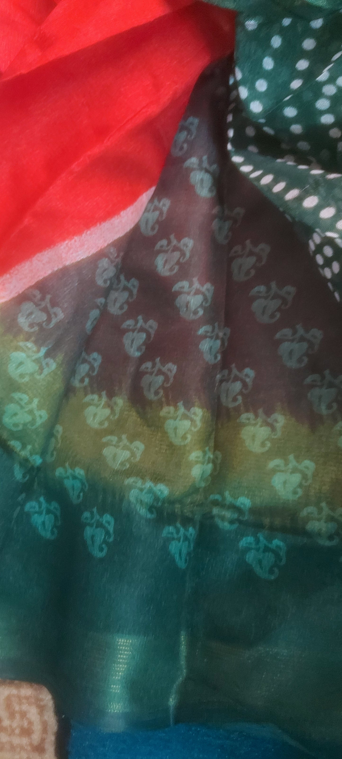 Red Tricolor vegan linen zari border saree JA26031