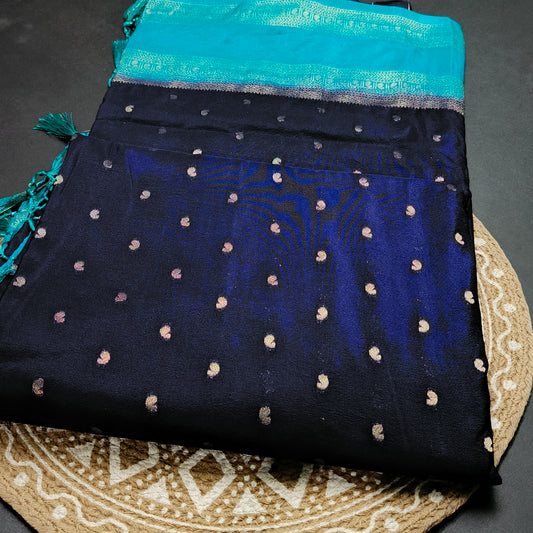 Navy blue Blue  Kairika Vegan Viscose Crepe Silk Saree MA25172