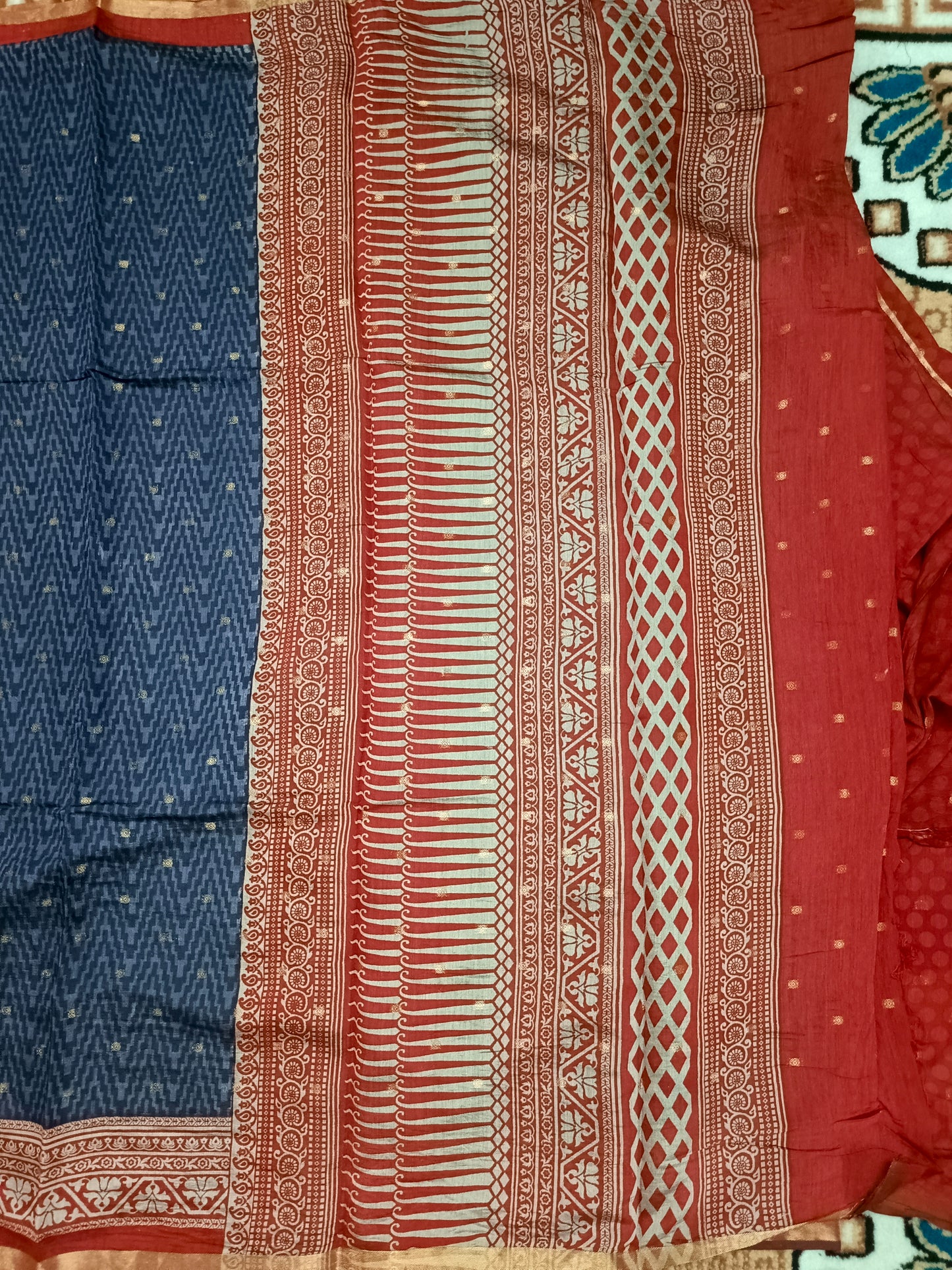 Blue Bamboo zari Vegan Chanderi cotton saree HA25462