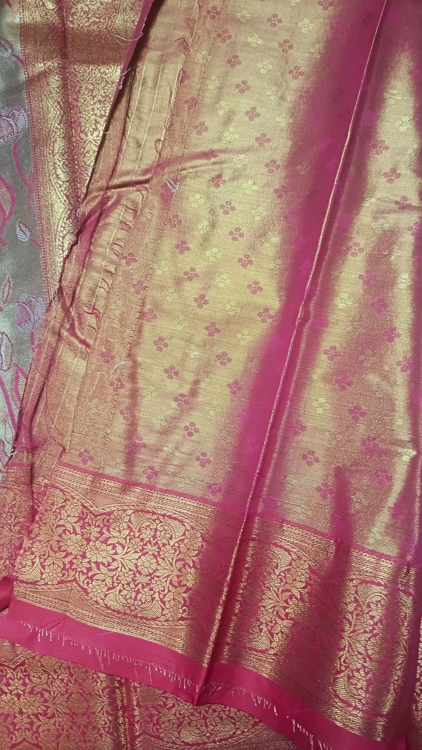 Red Tulika golden bridal tissue Vegan kanchi saree JA25291