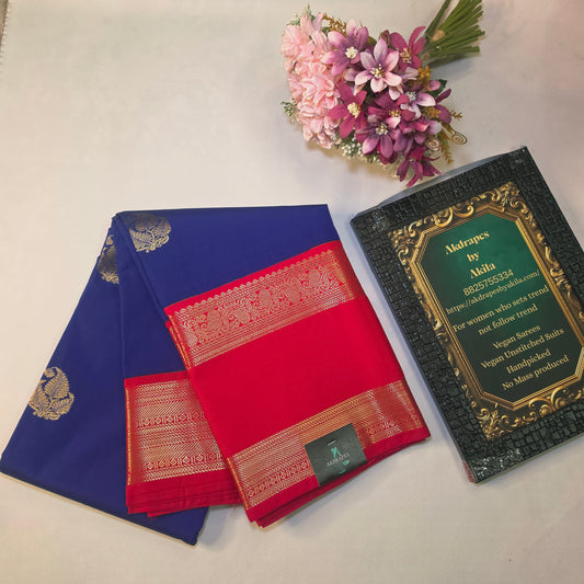 Royal blue Red pastel pink Parampara vegan kanchi silk saree GA26136