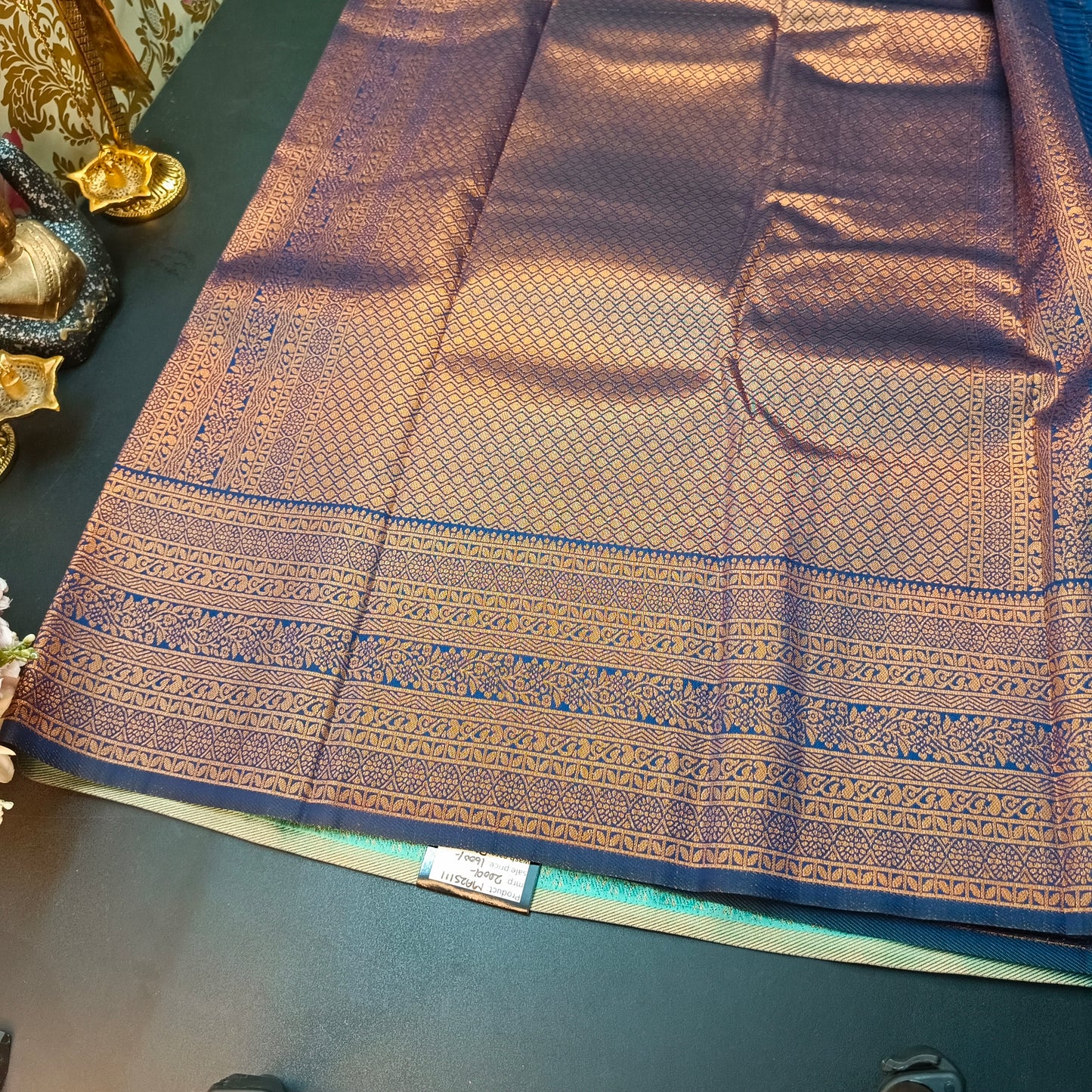Ice blue Navy blue Maragatha Muhurtham Vegan Kanchi Silk Saree MA25111