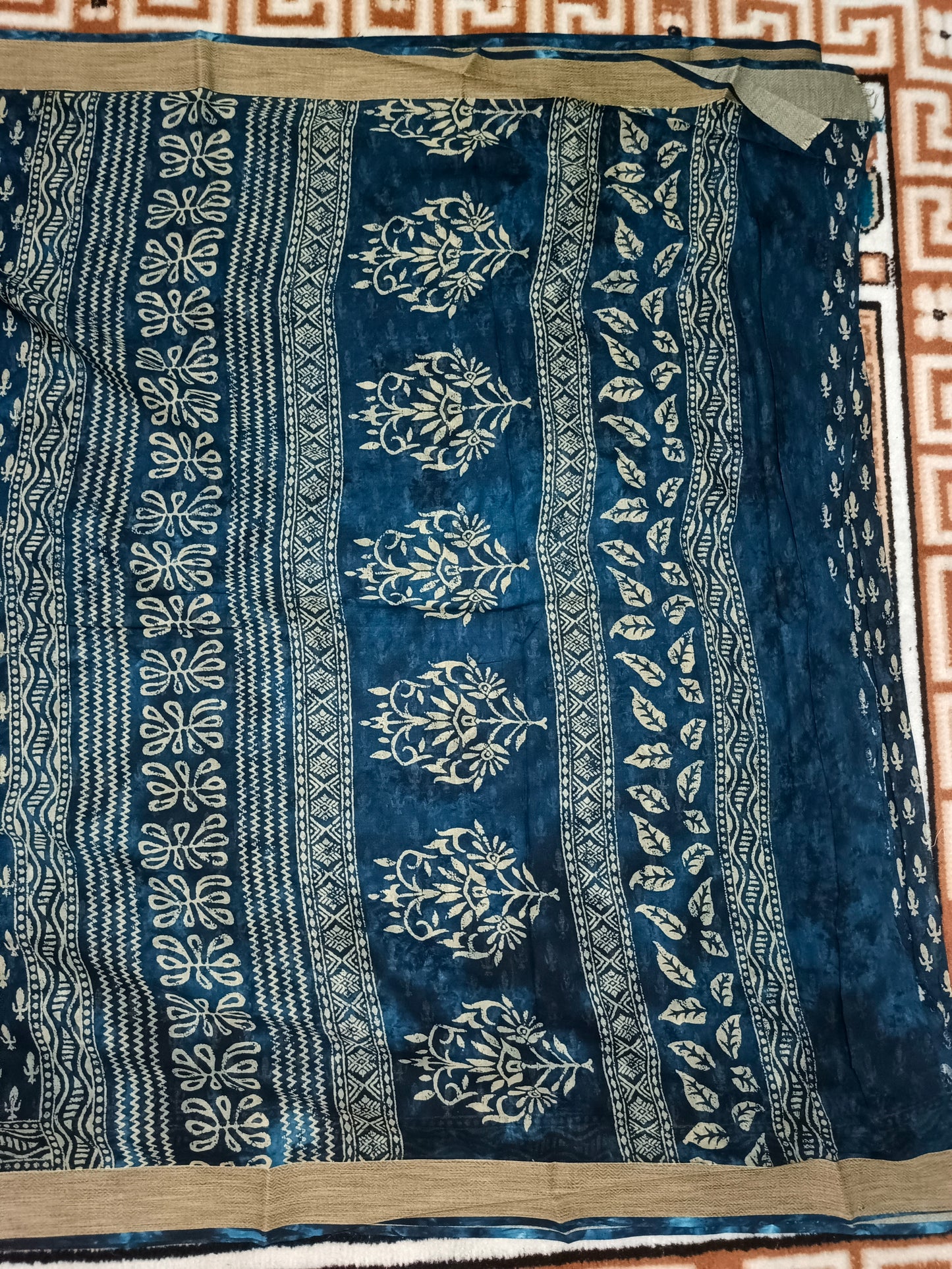 Navy Blue Pina cola vol 1 Rapid discharge Vegan mull cotton saree HA25489