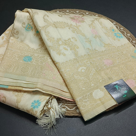 Off white  Anaamika vegan kaddi georgette saree MA25267