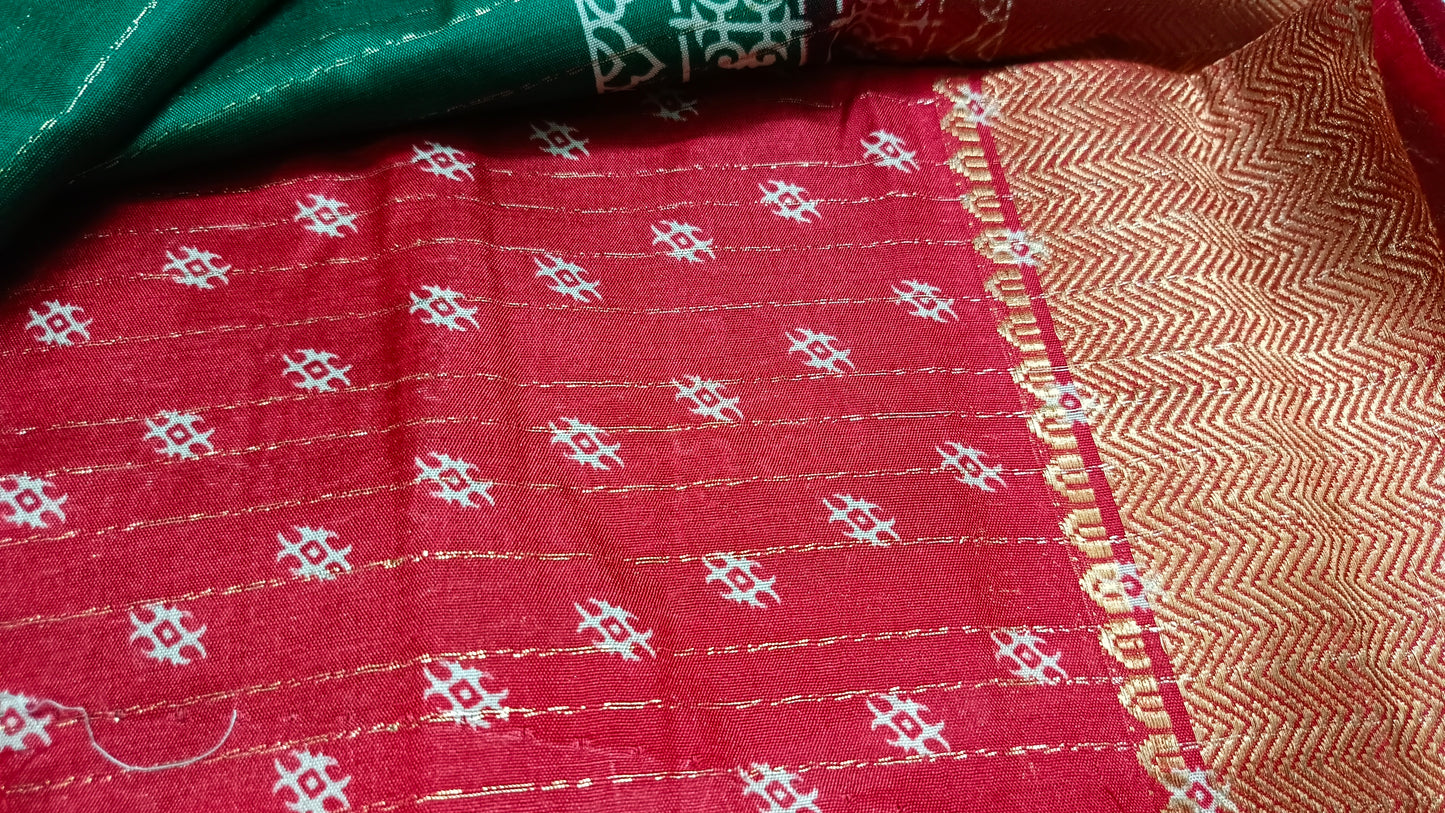 Green with red Semi dola butterfly saree SA25717