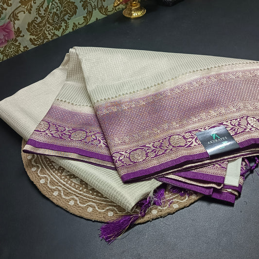 Offwhite Zari tara vegan banarasi kaddi georgette saree MA25262