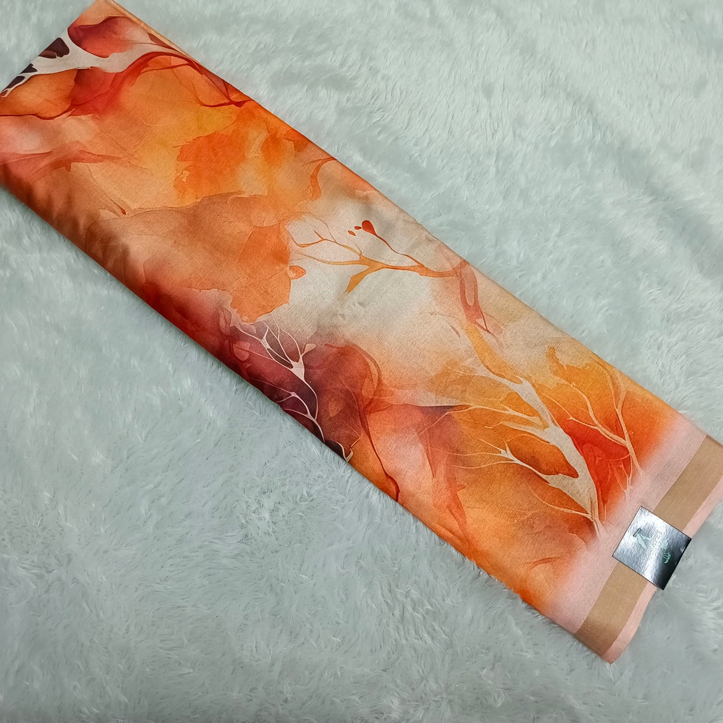 Orange Marble Vegan Chiffon silk saree SA25706