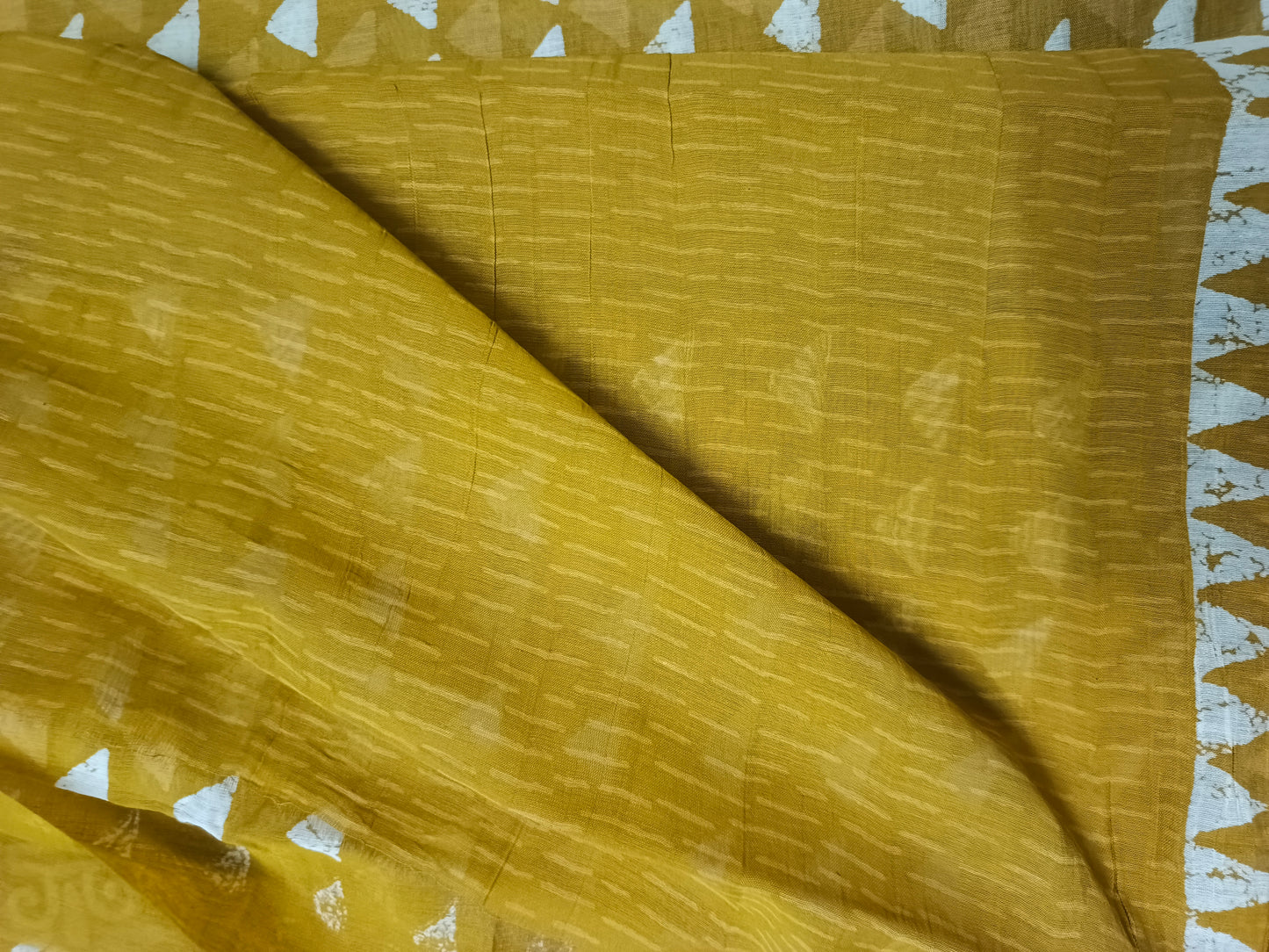 Yellow Rapid discharge Vegan chanderi cotton saree HA25456