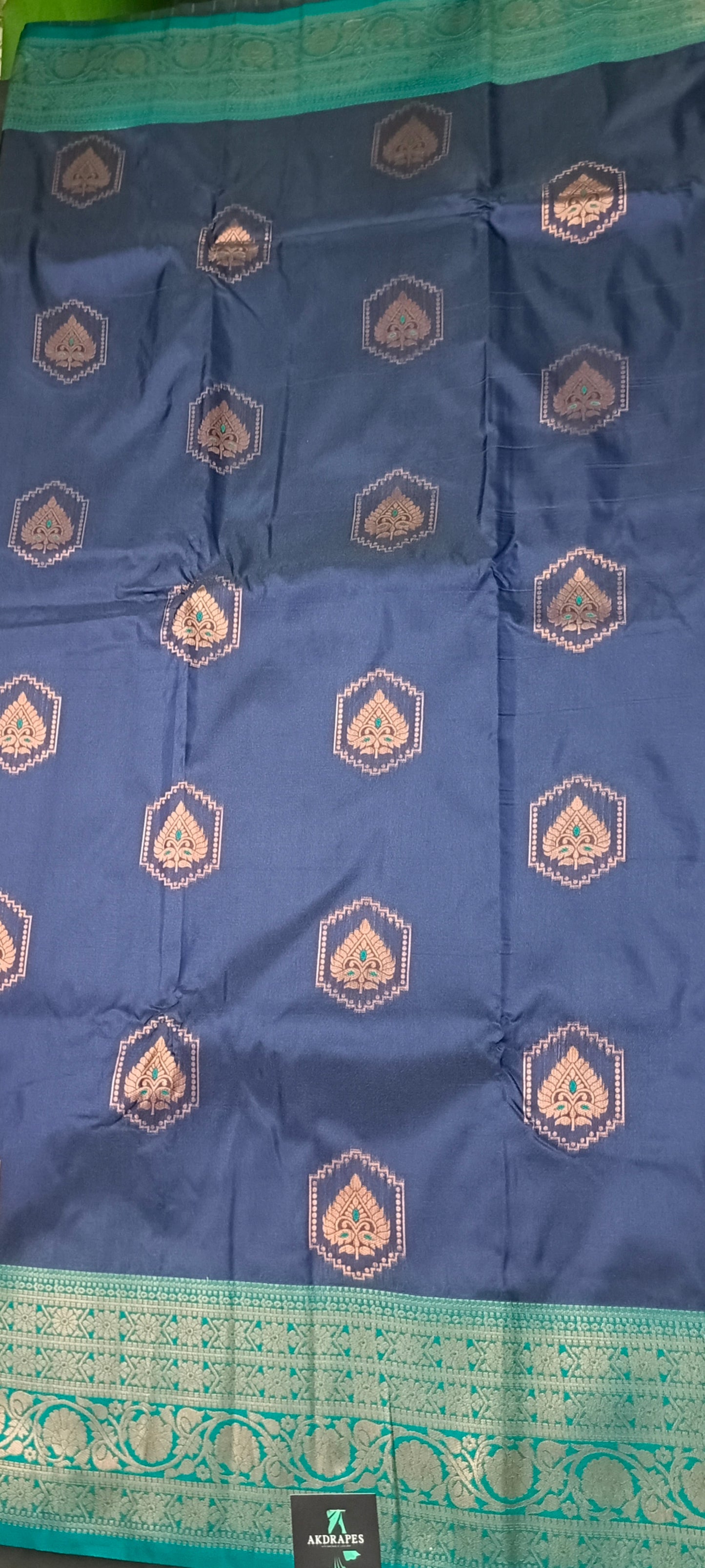 Navy blue Green Anantha vastra Vegan Kanchi soft silk saree MA25126