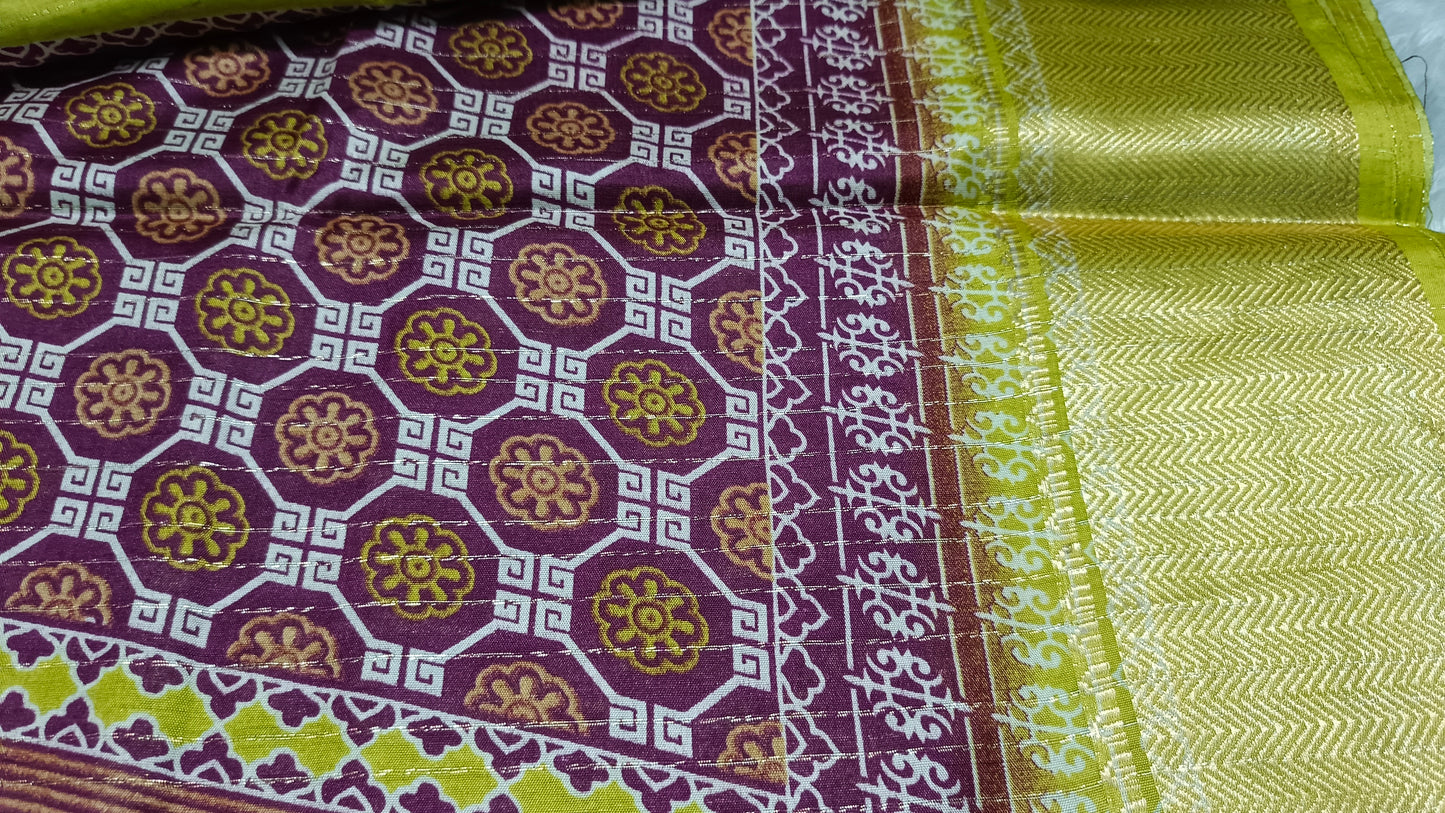 Majenta with green Semi dola butterfly saree SA25720