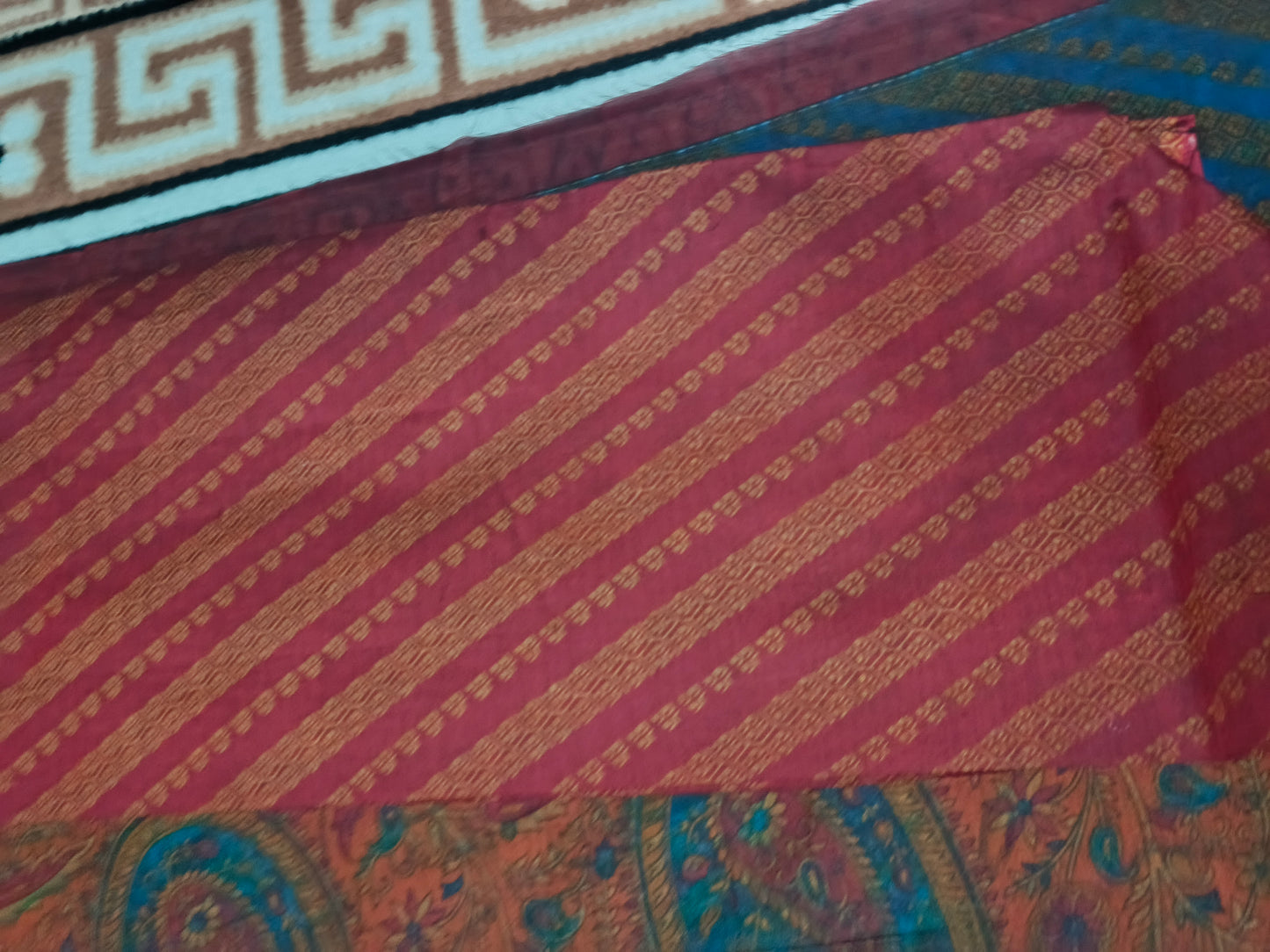 Mustard Yellow Paisley screen printed vegan muslin saree HA25543