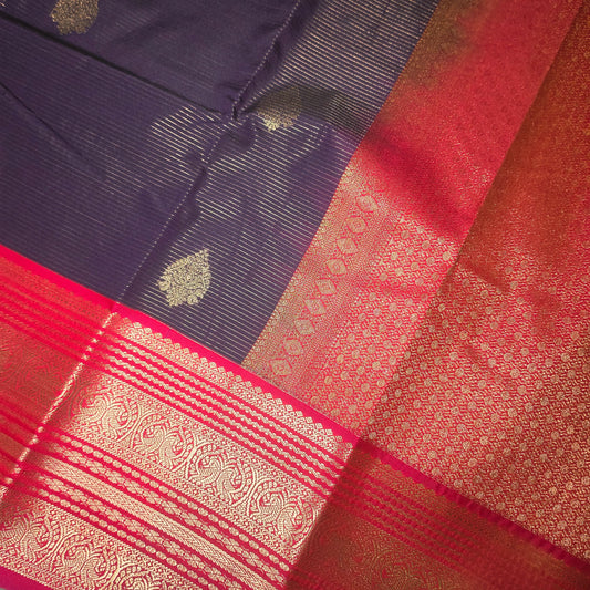 Navy blue pink Parampara vegan kanchi silk saree GA26150