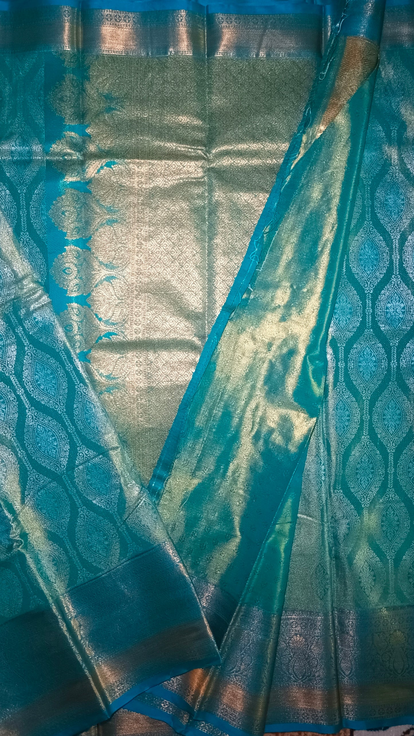 Sea blue Swarnika Vegan bridal silk saree JA25314