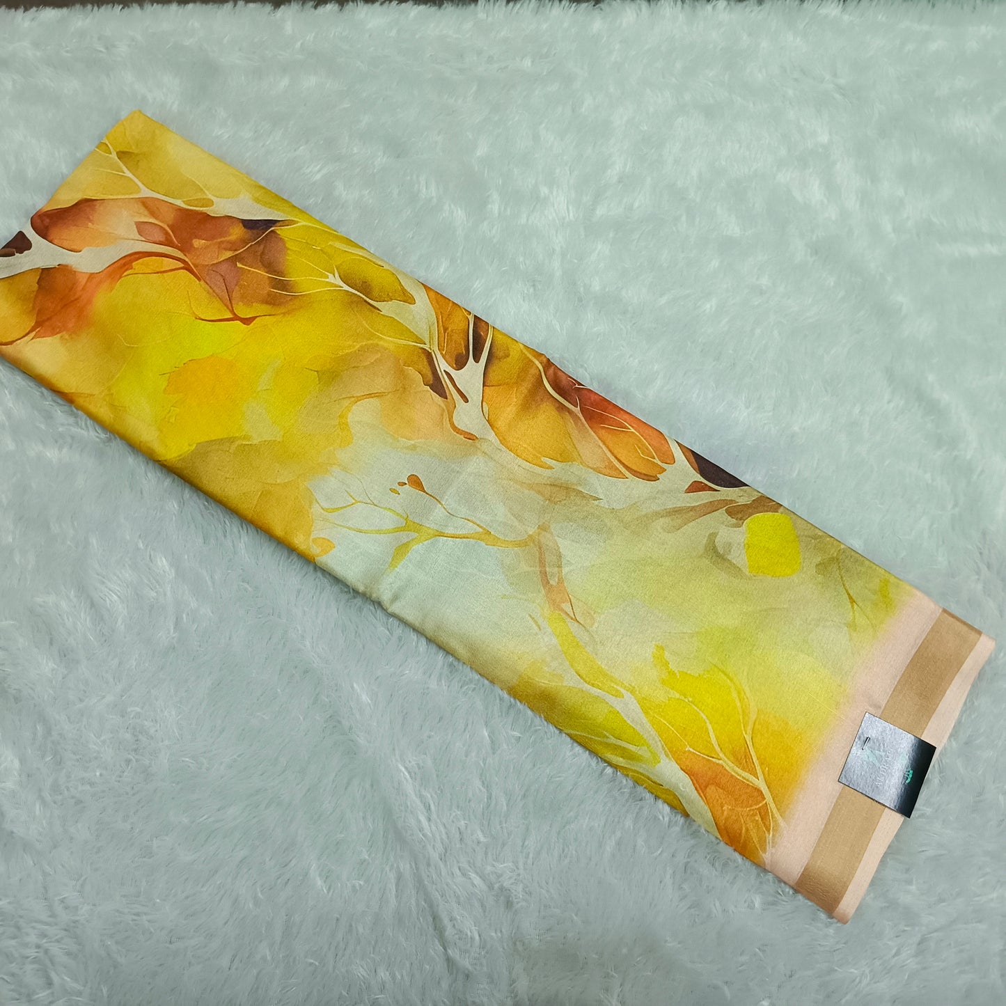 Yellow Marble Vegan Chiffon silk saree SA25704